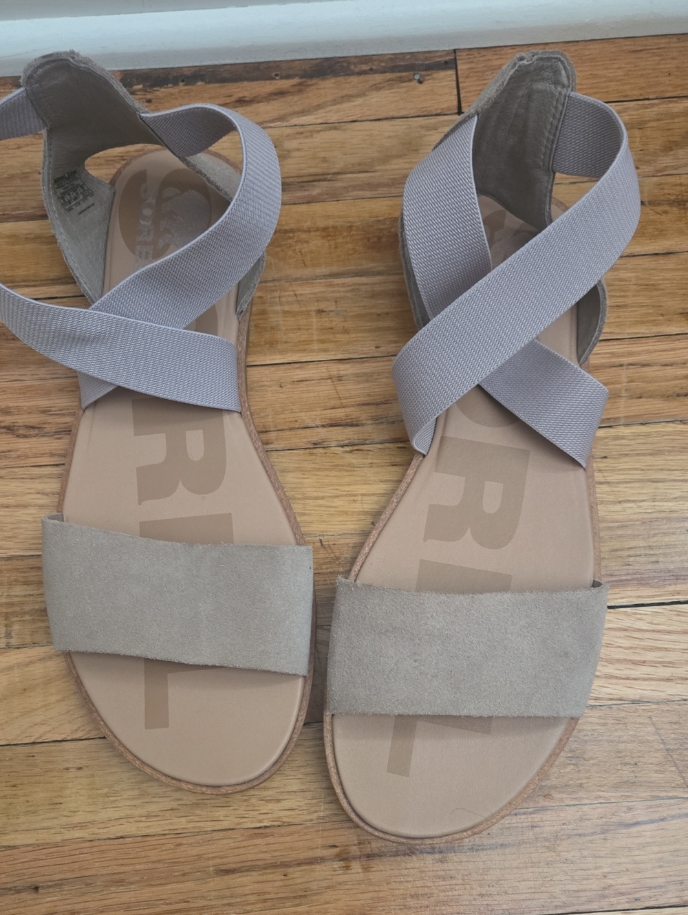 Sorel Women's Ella II Taupe Slip-On Elastic Ankle Strap Sandal